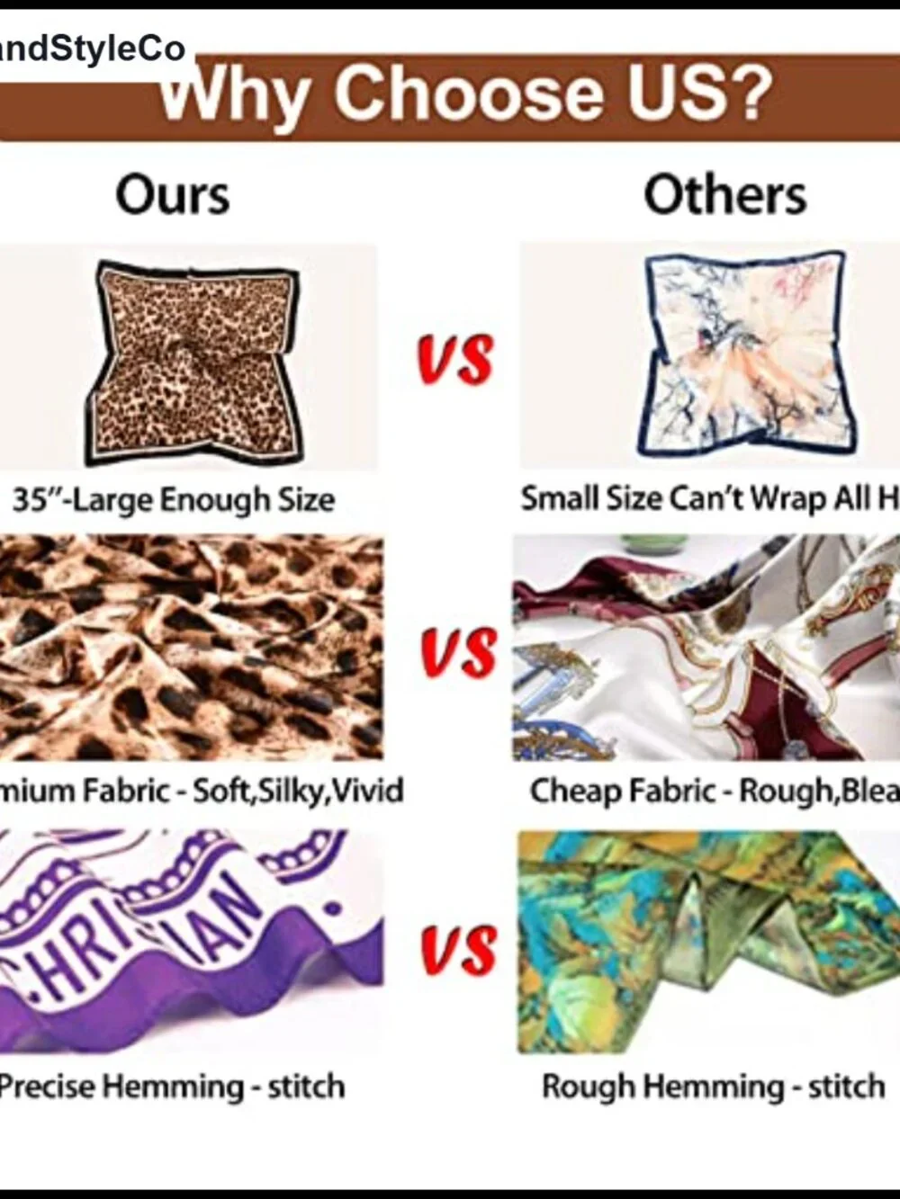 Silk Like Square Scarf - Polyester Satin Hair Wrap Neck Bandana